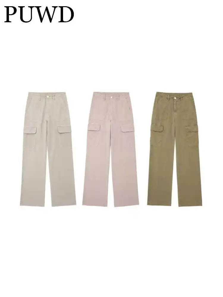 PUWD Women Fashion Solid Textured Cargo Trousers 2023 Spring Vintage High Waist Button Fly With Pockets Female Trousers Mujer
PUWD Women Fashion Solid Textured Cargo Trousers 2023 Spring Vintage High Waist Button Fly With Pockets Female Trousers Mujer