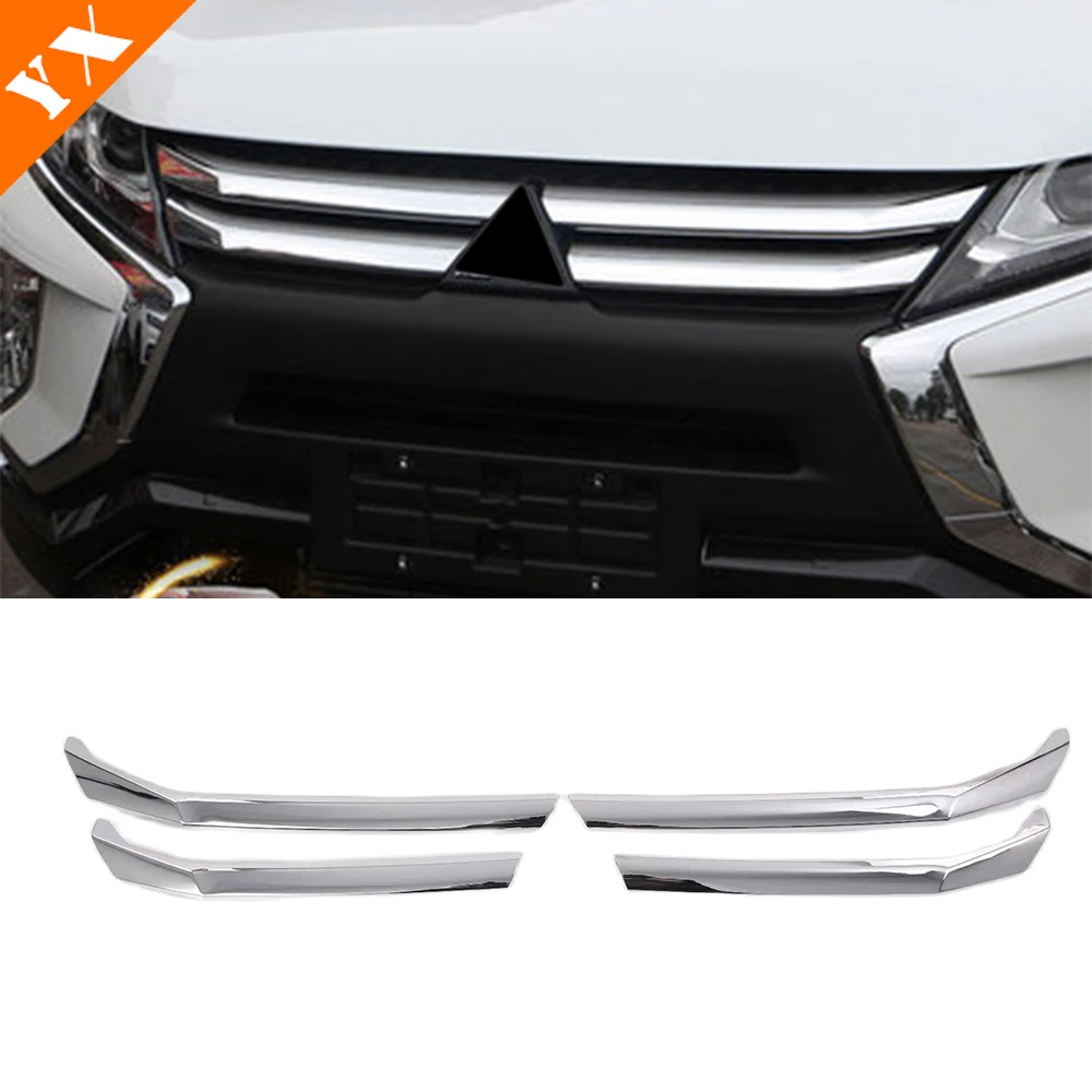 

Chrome For Mitsubishi Eclipse Cross 2018-2022 Accessories Car Front Center Grille Hood Engine Decor Sticker Cover Moulding 4pcs