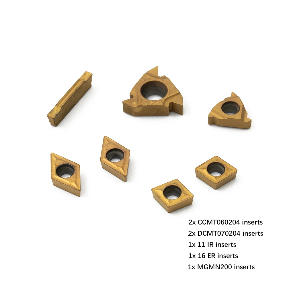 7pcs/Set Carbide Inserts CCMT060204 11IR 16ER MGMN200 DCMT070204 For 12mm Shank Lathe Boring Bar Turning Tool Holder Set Kit
7pcs/Set Carbide Inserts CCMT060204 11IR 16ER MGMN200 DCMT070204 For 12mm Shank Lathe Boring Bar Turning Tool Holder Set Kit