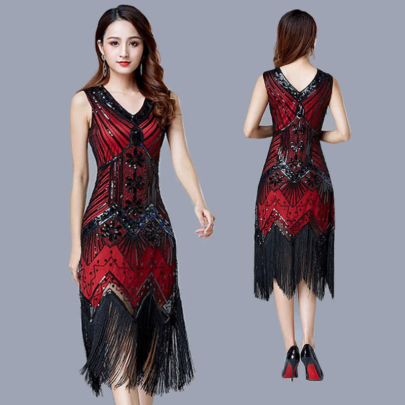 1920s Sexy Vintage Flapper Great Gatsby Party Dress V-Neck Sleeveless Sequin Beaded Style Style Tassel Flapper Vestidos Feminina
1920s Sexy Vintage Flapper Great Gatsby Party Dress V-Neck Sleeveless Sequin Beaded Style Style Tassel Flapper Vestidos Feminina