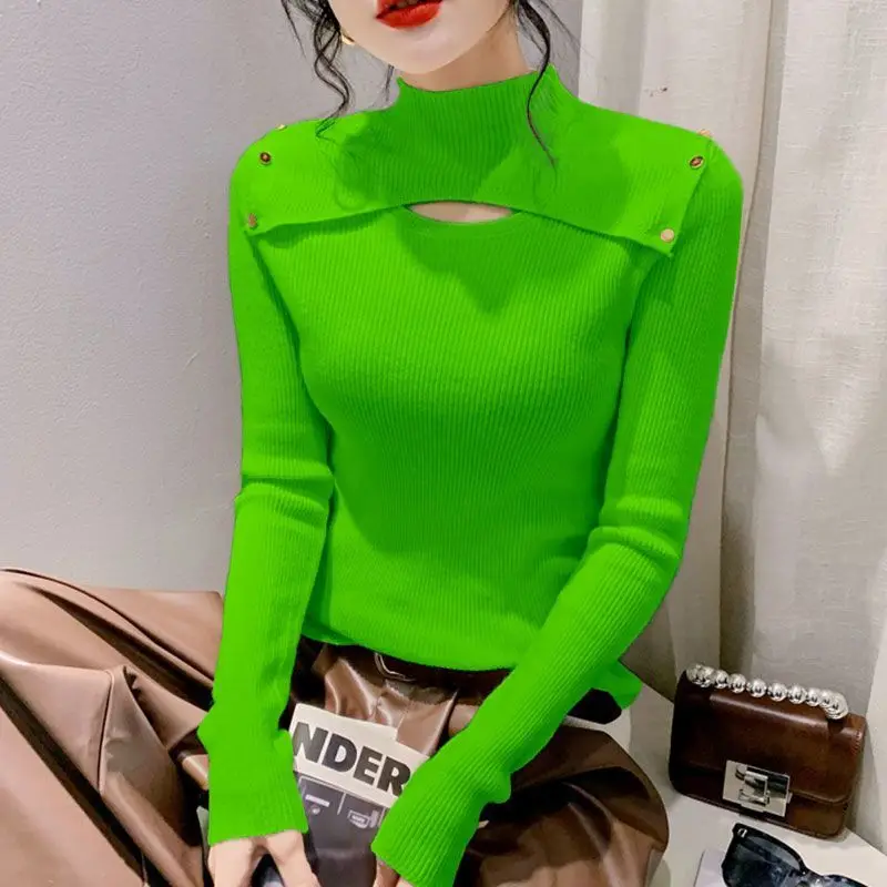 Autumn Winter New Women's Fashion Elegant Slim Versatile Long Sleeve Solid Color Tops Half High Collar Hollow Out Sweaters
Autumn Winter New Women's Fashion Elegant Slim Versatile Long Sleeve Solid Color Tops Half High Collar Hollow Out Sweaters