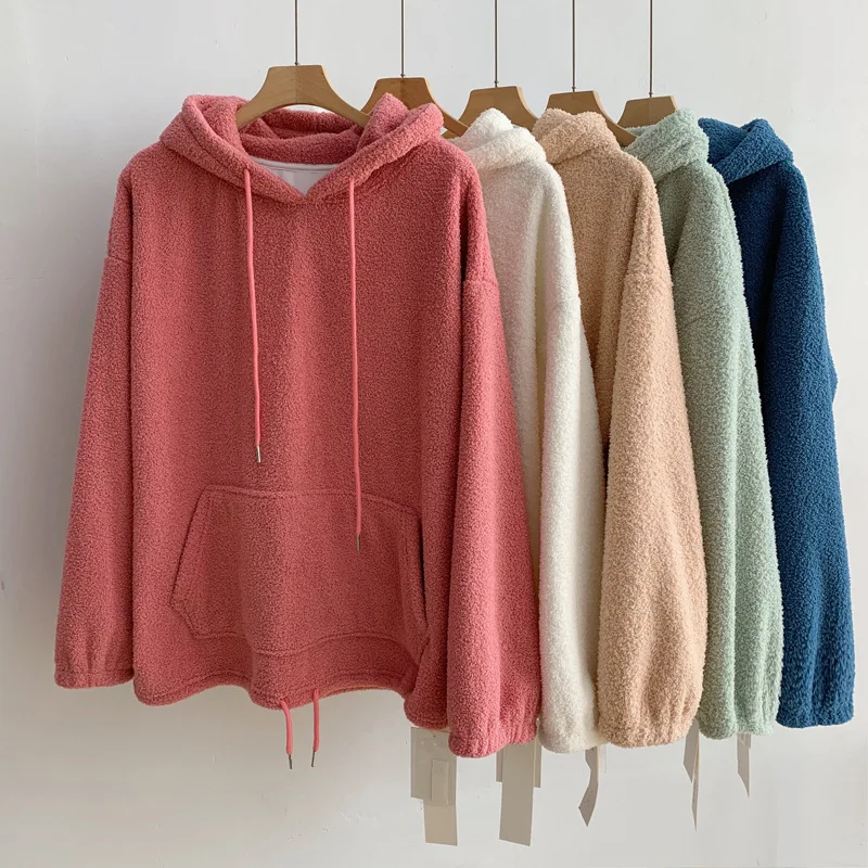 Particle velvet thickened hooded drawstring sweater women's 2022autumn winter new Korean version all-match loose and thin coat
Particle velvet thickened hooded drawstring sweater women's 2022autumn winter new Korean version all-match loose and thin coat