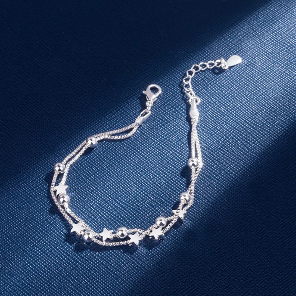Fine Original Luxury 925 Silver Color Charm Stars Chain Bracelets for Women Party Wedding Engagement Jewelry Gifts 20cm
Fine Original Luxury 925 Silver Color Charm Stars Chain Bracelets for Women Party Wedding Engagement Jewelry Gifts 20cm