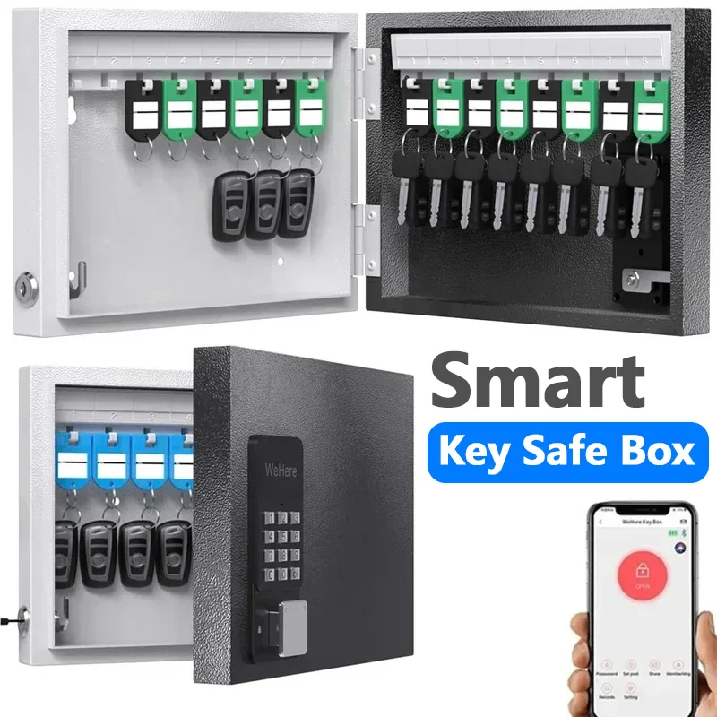 WeHere 16 Key Safe Box, Intelligent Wall Mounted Key Storage Cabinet,OTP/APP Bluetooth/fixed Code Unlocking Key Management Safe
WeHere 16 Key Safe Box, Intelligent Wall Mounted Key Storage Cabinet,OTP/APP Bluetooth/fixed Code Unlocking Key Management Safe