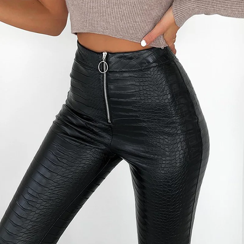 Sexy Crocodile PU Leather Pants Slim Skinny Legging Spring Autumn Women's Leather Trousers Zipper High Waist Pencil Pants Female
Sexy Crocodile PU Leather Pants Slim Skinny Legging Spring Autumn Women's Leather Trousers Zipper High Waist Pencil Pants Female