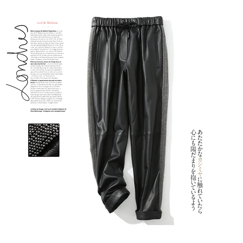 Zhendian Series~Fashionable Sheepskin Leather Pants With Side Bead Chains, 9-Point Pants, Conical Elastic High Waist Sheepskin S
Zhendian Series~Fashionable Sheepskin Leather Pants With Side Bead Chains, 9-Point Pants, Conical Elastic High Waist Sheepskin S