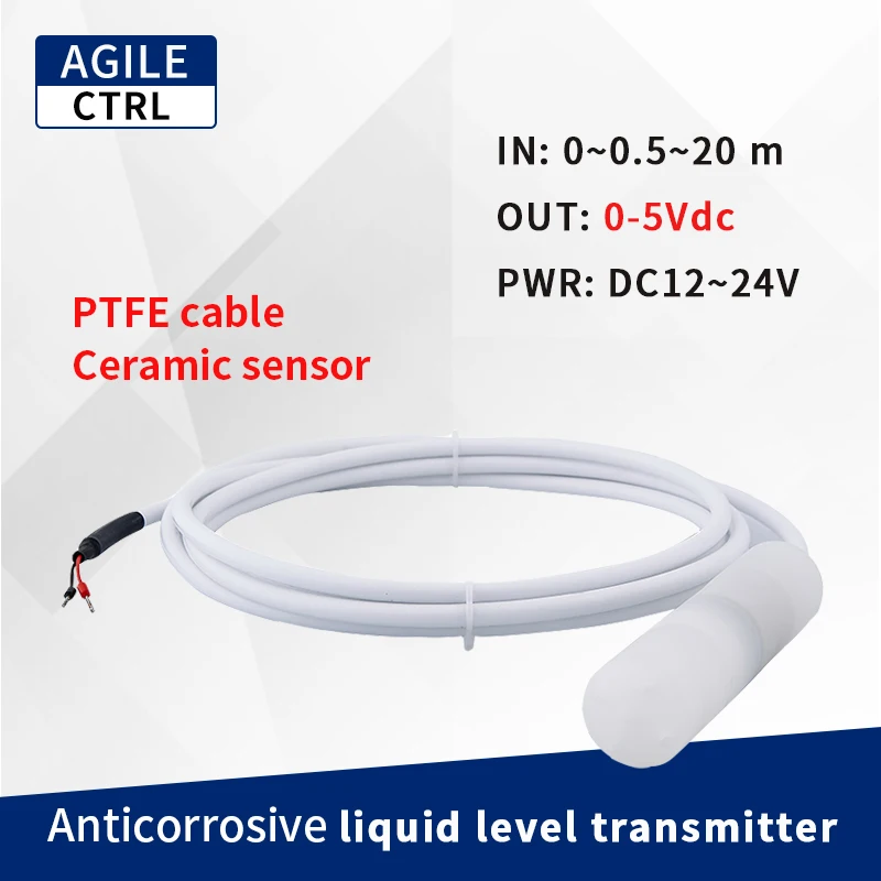 

0-5Vdc Output PTFE Anti Corrosive Liquid Level Sensor Transmitter Ceramic Core Level Gauge for Chemicals Acid-base Waste Water