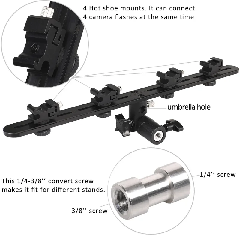 

TT4 Cold Shoe Mount Flash Bracket,Photography Umbrella Holder,Camera Hot Shoe Bracket for Led Light/Speedlite/DSLR Rig/LCD Moni