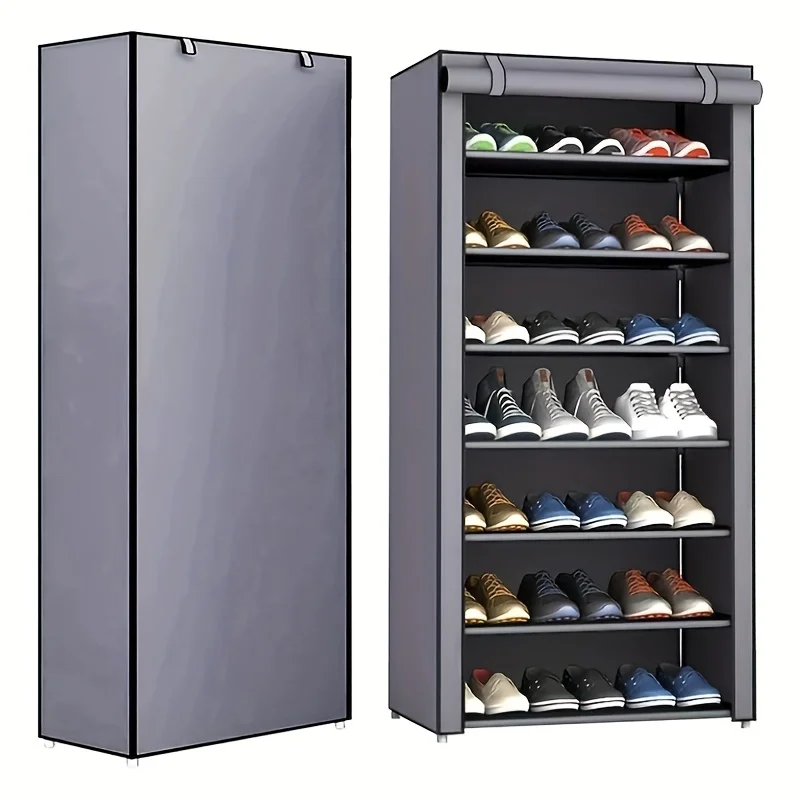 1pc 7-Tier Portable Shoe Rack, With Dustproof Cover, Home And Dorm Entryway Shoe Storage Cabine, Organizer Supplies
1pc 7-Tier Portable Shoe Rack, With Dustproof Cover, Home And Dorm Entryway Shoe Storage Cabine, Organizer Supplies