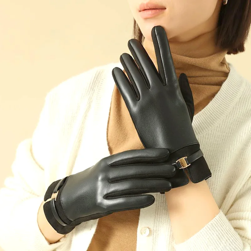 Elegant Women Pu Leather Suede Mittens Touch Screen Fleece Lining Winter Outdoor Skiing Cycling Keep Warm Windproof Gloves
Elegant Women Pu Leather Suede Mittens Touch Screen Fleece Lining Winter Outdoor Skiing Cycling Keep Warm Windproof Gloves
