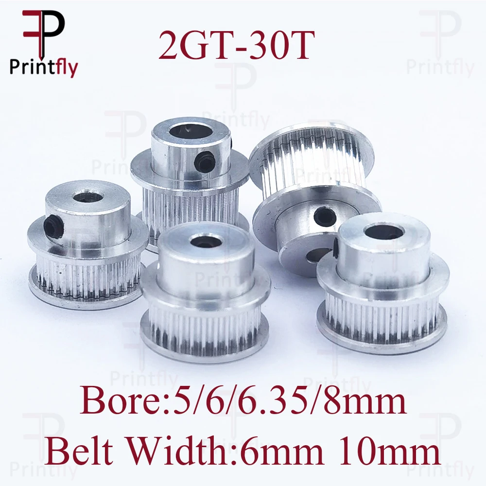Printfly 2GT 30 teeth 2GT Timing Pulley Bore 5/6/6.35/8mm for GT2 Open Synchronous belt width 6mm/10mm 3D Printer 
Printfly 2GT 30 teeth 2GT Timing Pulley Bore 5/6/6.35/8mm for GT2 Open Synchronous belt width 6mm/10mm 3D Printer