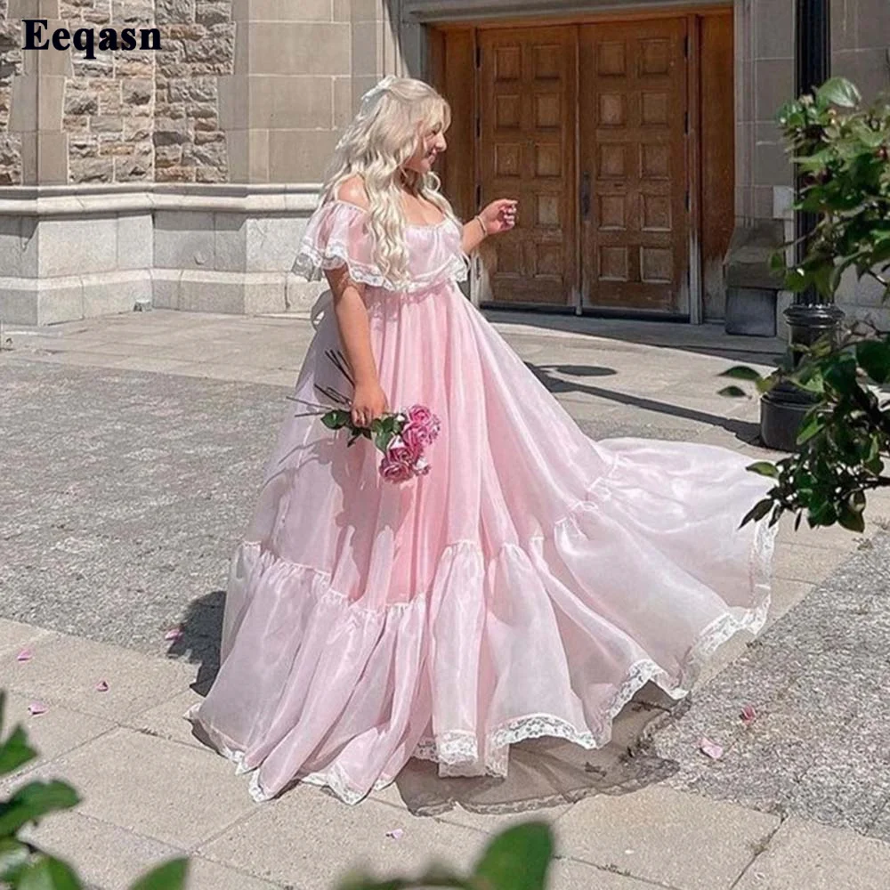 Eeqasn Pink Organza Lace Prom Dresses Cap Sleeves Tiered Skirt Floor Length Evening Gowns Formal Women Pageant Party Dress
Eeqasn Pink Organza Lace Prom Dresses Cap Sleeves Tiered Skirt Floor Length Evening Gowns Formal Women Pageant Party Dress