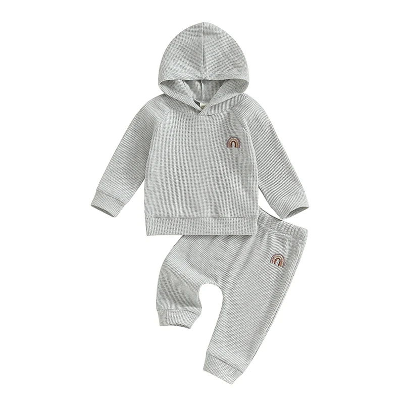 

Одежда для новорожденных мальчиков осень-весна Одежда с радужным принтом Толстовка Джемпер Свитшот брюки спортивный костюм
