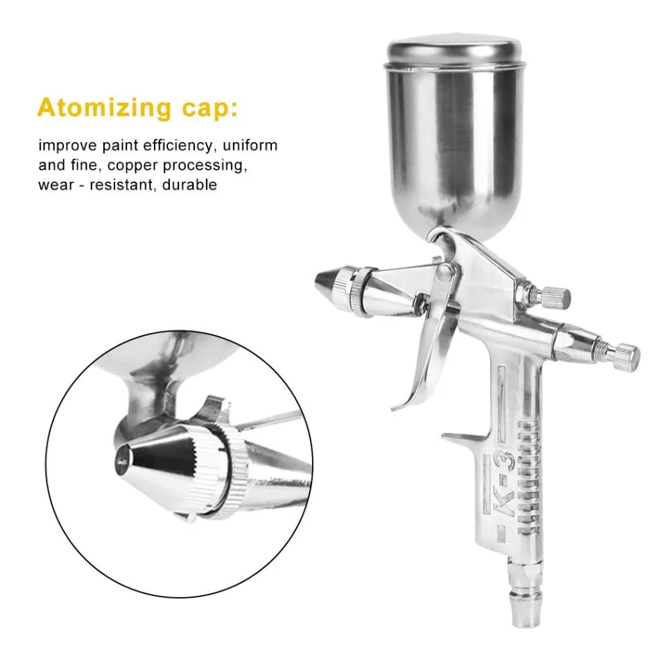 Gravity Pneumatic Spray Gun K-3 0.5mm Nozzle 125ml Mini Pneumatic Spray Machine For Leather Wall Car Painting Repair Hand Tools
Gravity Pneumatic Spray Gun K-3 0.5mm Nozzle 125ml Mini Pneumatic Spray Machine For Leather Wall Car Painting Repair Hand Tools