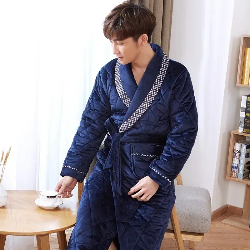 Winter Men's Arrival Long Robe Bath Dressing New Comfortable Warm Thick Men Quilted Homewear Bathrobes Solid Male
Winter Men's Arrival Long Robe Bath Dressing New Comfortable Warm Thick Men Quilted Homewear Bathrobes Solid Male