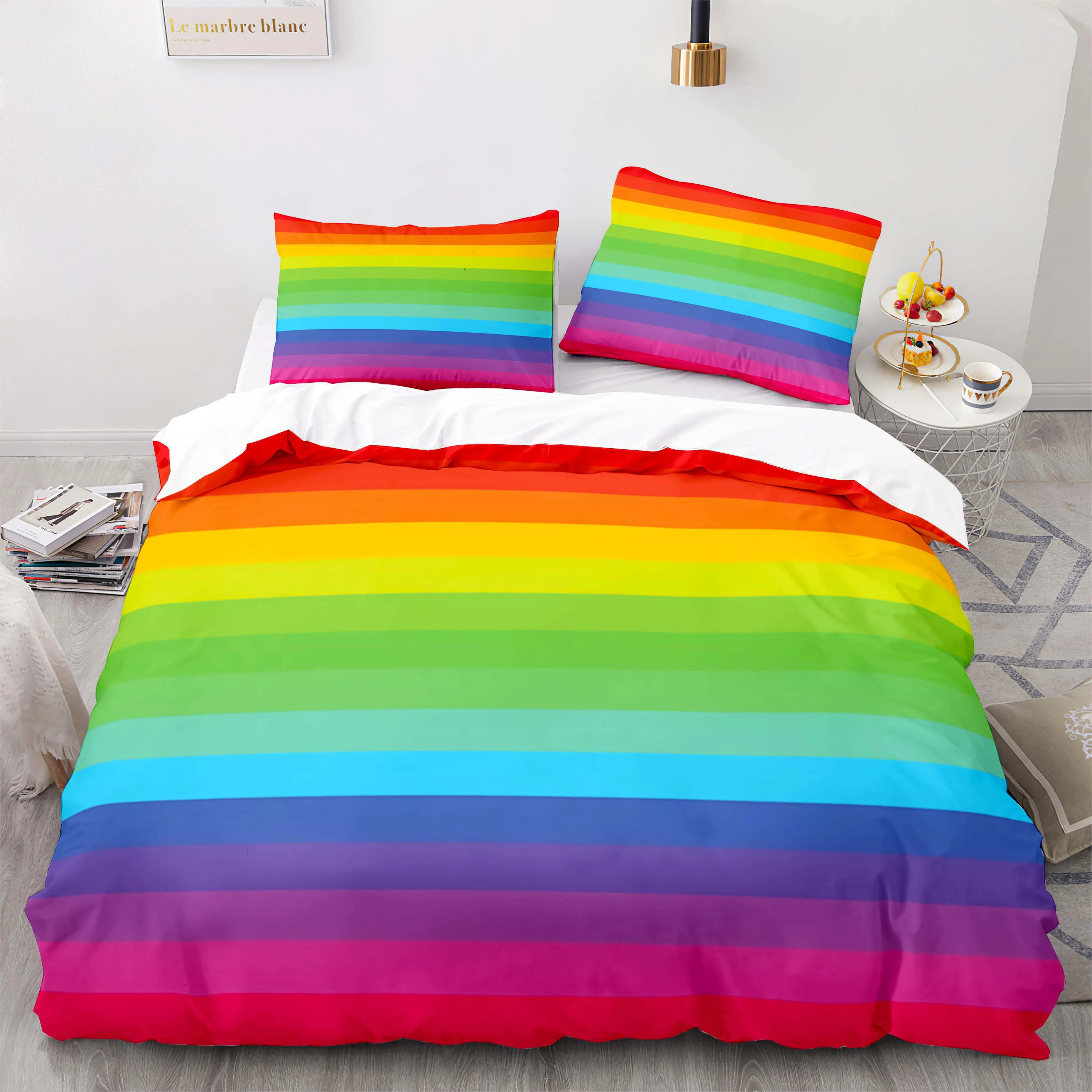 

Colorful Rainbow Bedding Set Single Twin Full Queen King Size Rainbow Bed Set Aldult Kid Bedroom постельное бельё 3D Print 07