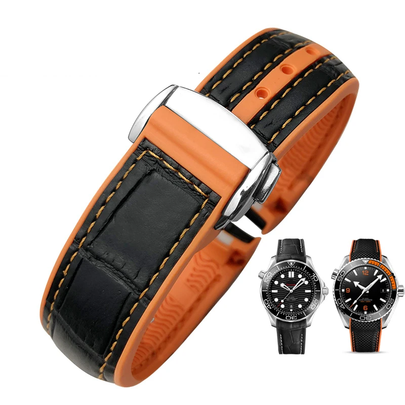 20mm 22mm Rubber Leather Watchband for Omega Seamaster 300 Speedmaster AT150 HydroConquest Sports Strap
20mm 22mm Rubber Leather Watchband for Omega Seamaster 300 Speedmaster AT150 HydroConquest Sports Strap