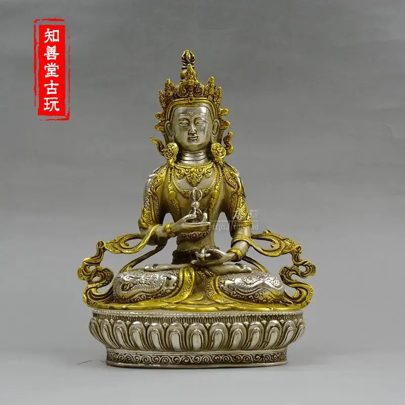 

Zhishantang Pure Tibetan Buddha Bronze Ware, White Copper, Gilded Esoteric Buddhism Statue, Steel Buddha, 8-inch Diamond Saddle