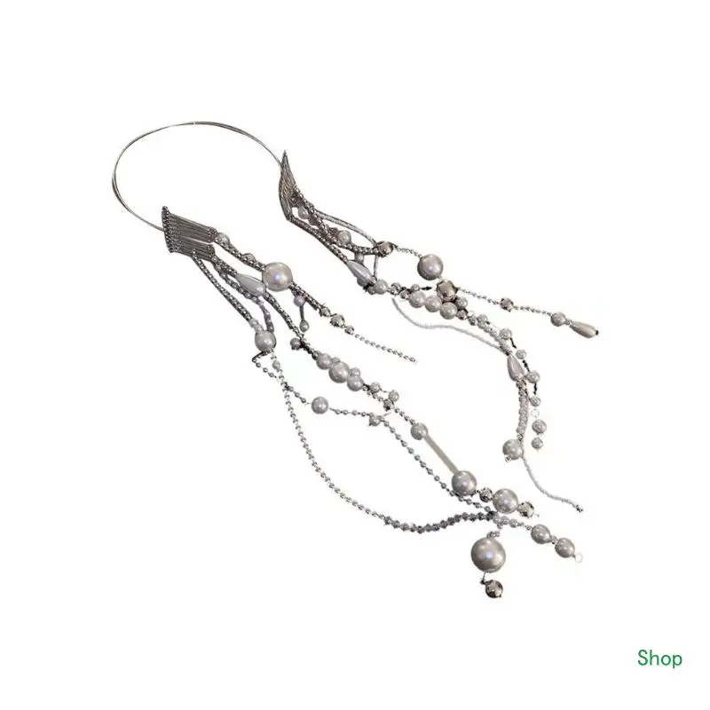 Прямая поставка, повязка на голову с кисточками и жемчугом, модный аксессуар для волос, элегантный головной убор, женские