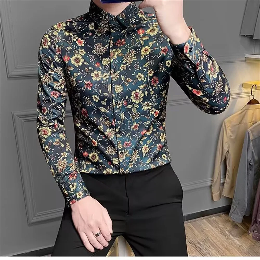 2023 New Printed Shirt Men Long Sleeve Korean Version of The Trend Free Ironing Men's Floral Shirt Casual Slim Handsome
2023 New Printed Shirt Men Long Sleeve Korean Version of The Trend Free Ironing Men's Floral Shirt Casual Slim Handsome