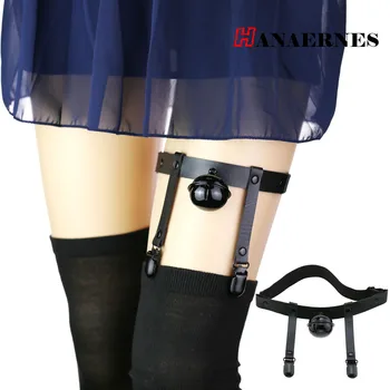 패션 일본과 한국 하라주쿠 부드러운 소녀 간단한 블랙 벨 다리 반지 고딕 펑크 가죽 탄성 가터 벨트