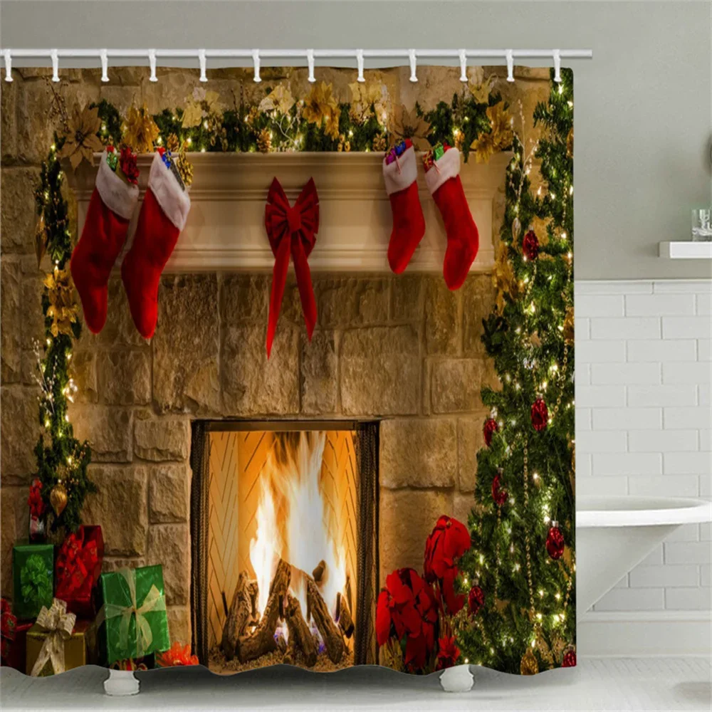 

Рождественская елка Снеговик занавеска для ванной рождественские чулки Лось Рождественская занавеска для душа для ванной из полиэстера водонепроницаемая ткань Dec