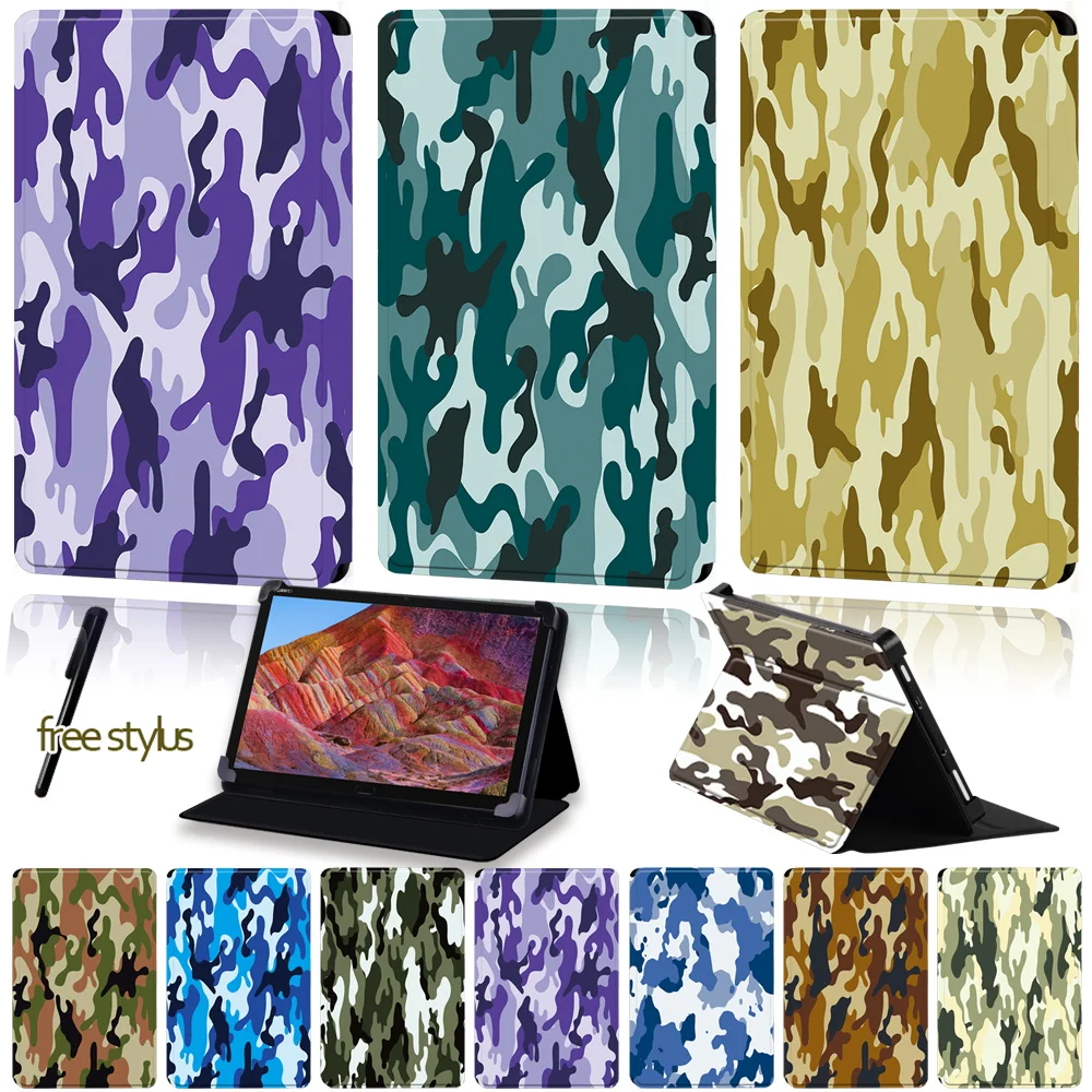 

Universal Tablet Stand Case for 8"/8.4"/10"/10.8"Huawei MediaPad M1/M2/M3/M5/M6 Leather Camouflage Pattern Series Folding Cover