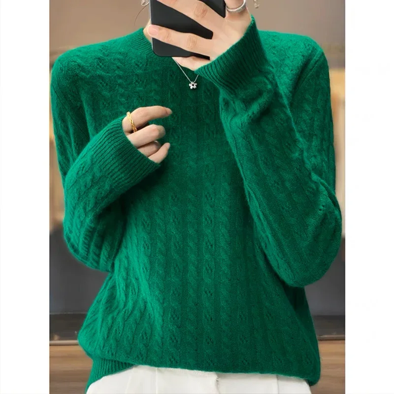 Loose Long Sleeve Soft Pullover Fashion Winter Cashmere Sweater Casual Knitted O-neck Twists Hollow Bottoming Tops Sueter 28608
Loose Long Sleeve Soft Pullover Fashion Winter Cashmere Sweater Casual Knitted O-neck Twists Hollow Bottoming Tops Sueter 28608