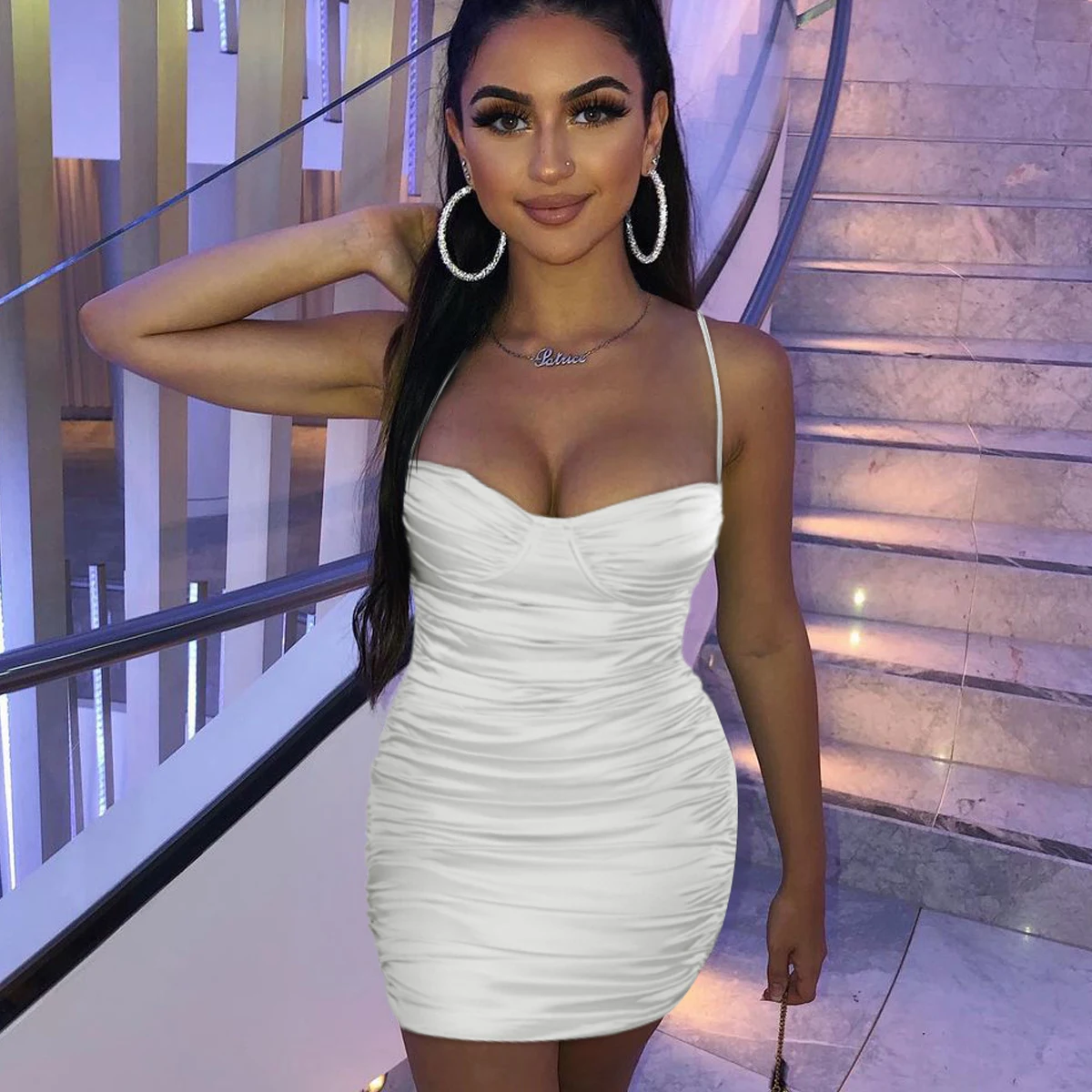 Sexy Ruched Spaghetti Strap Bodycon Mini Dresses Summer Fashion Women Backless Club Partywear Ladies Sleeveless Vestidos
Sexy Ruched Spaghetti Strap Bodycon Mini Dresses Summer Fashion Women Backless Club Partywear Ladies Sleeveless Vestidos