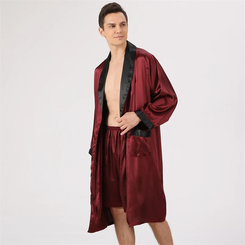Silky Bath Robe Belt Bathrobe + Shorts Euro/US Size Satin Bathrobe Soft Cozy Long-sleeved Hotel Sauna Print Men Kimono Nightgown
Silky Bath Robe Belt Bathrobe + Shorts Euro/US Size Satin Bathrobe Soft Cozy Long-sleeved Hotel Sauna Print Men Kimono Nightgown