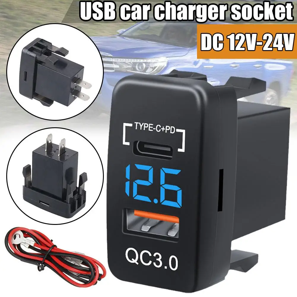

Car Charger Dual USB C PD Ports Phone Quick Charge QC3.0 Auto Adapter Phone 12V Car Cigarette Lighter Socket Charger For TO F8N0