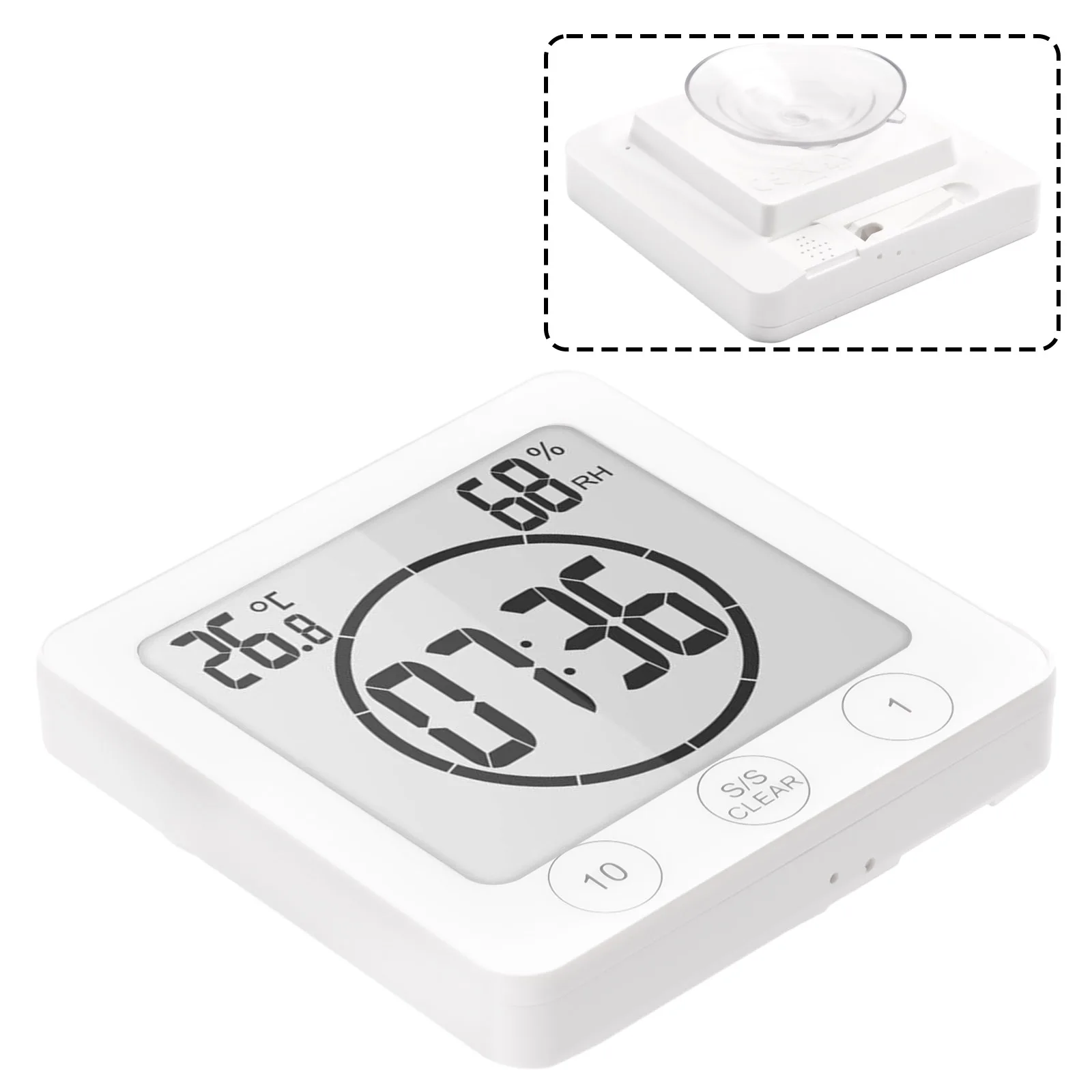 Instruction Manual Digital Clock Bathroom Kitchen Countdown Timer Alarm 12/24 Hours Option Humidity Display LCD Screen
Instruction Manual Digital Clock Bathroom Kitchen Countdown Timer Alarm 12/24 Hours Option Humidity Display LCD Screen