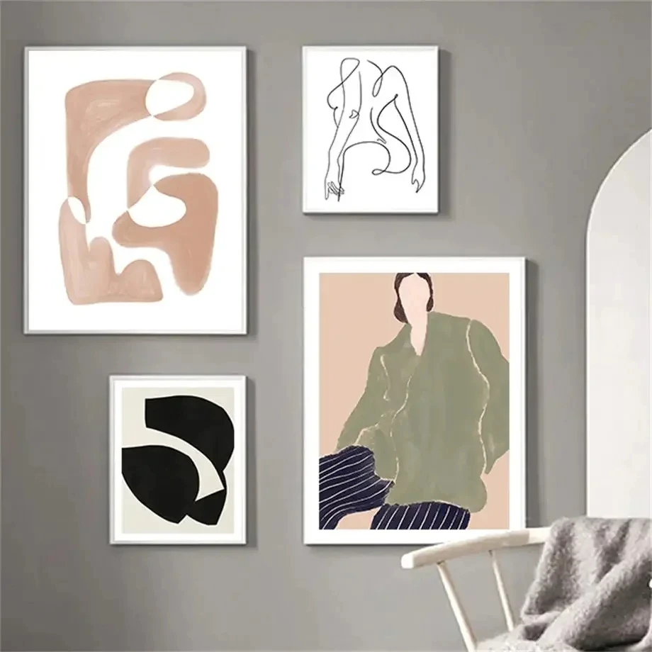 

Abstract Figure Lines Girl Curve Geometry Wall Art Canvas Painting Nordic Posters And Prints Wall Pictures For Living Room Decor