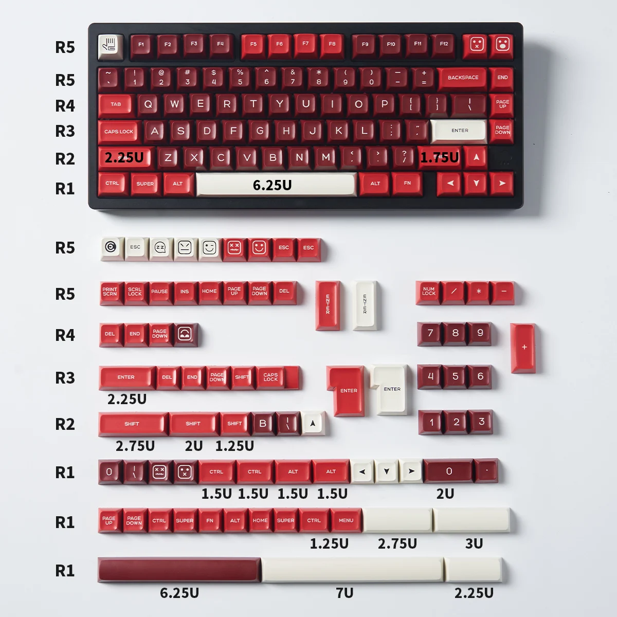 

160keys Red Keycaps For Mechanical Keyboard SA Height Pbt Fit 61/64/68/75/84/87/96/980/100/104/108 Gaming Esports Gamer Gift