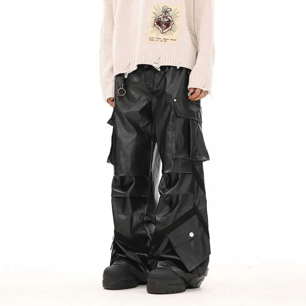 Spring American Retro Multi Pocket Bright Leather Pants Men's Functional Loose Wide Leg Casual Trousers High Street Cargo Pants
Spring American Retro Multi Pocket Bright Leather Pants Men's Functional Loose Wide Leg Casual Trousers High Street Cargo Pants