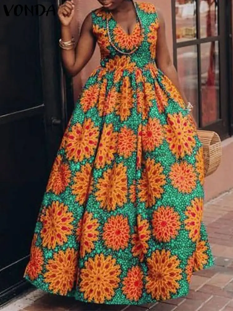 Women Summer Maxi Dress 2023 VONDA Sexy V Neck Sleeveless Long Tank Dress Vintage Printed Party Sundress Fashion Evening Vestido
Women Summer Maxi Dress 2023 VONDA Sexy V Neck Sleeveless Long Tank Dress Vintage Printed Party Sundress Fashion Evening Vestido