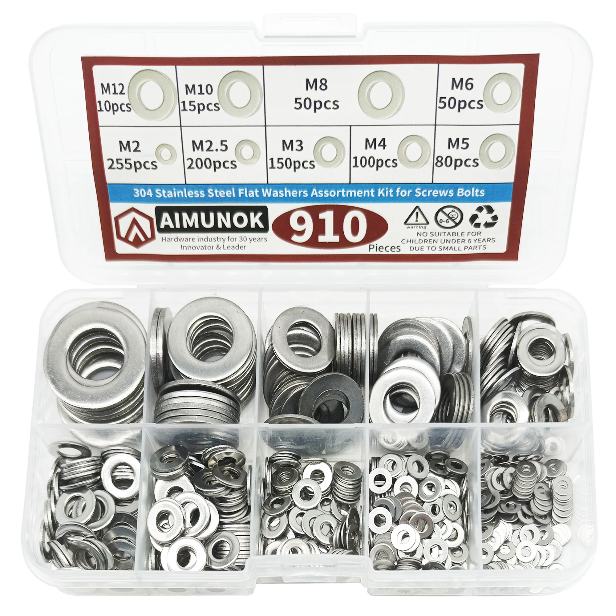 910pcs kit M2 M2.5 M3 M4 M5 6 M8 M10 M12 304 Stainless Steel Flat Washer Assortment kit Fasteners Tools Repair Accessories
910pcs kit M2 M2.5 M3 M4 M5 6 M8 M10 M12 304 Stainless Steel Flat Washer Assortment kit Fasteners Tools Repair Accessories