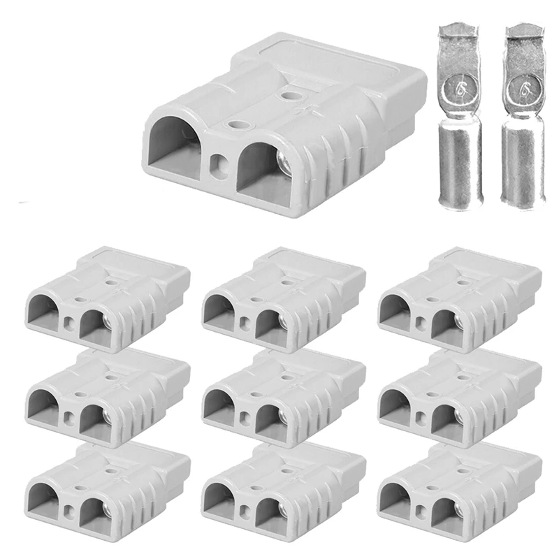 

10Pcs For Anderson Style Plug Connectors DC Power Tool 50A 12-24V 6AWG Double Pole With Copper Contact Power Connectors