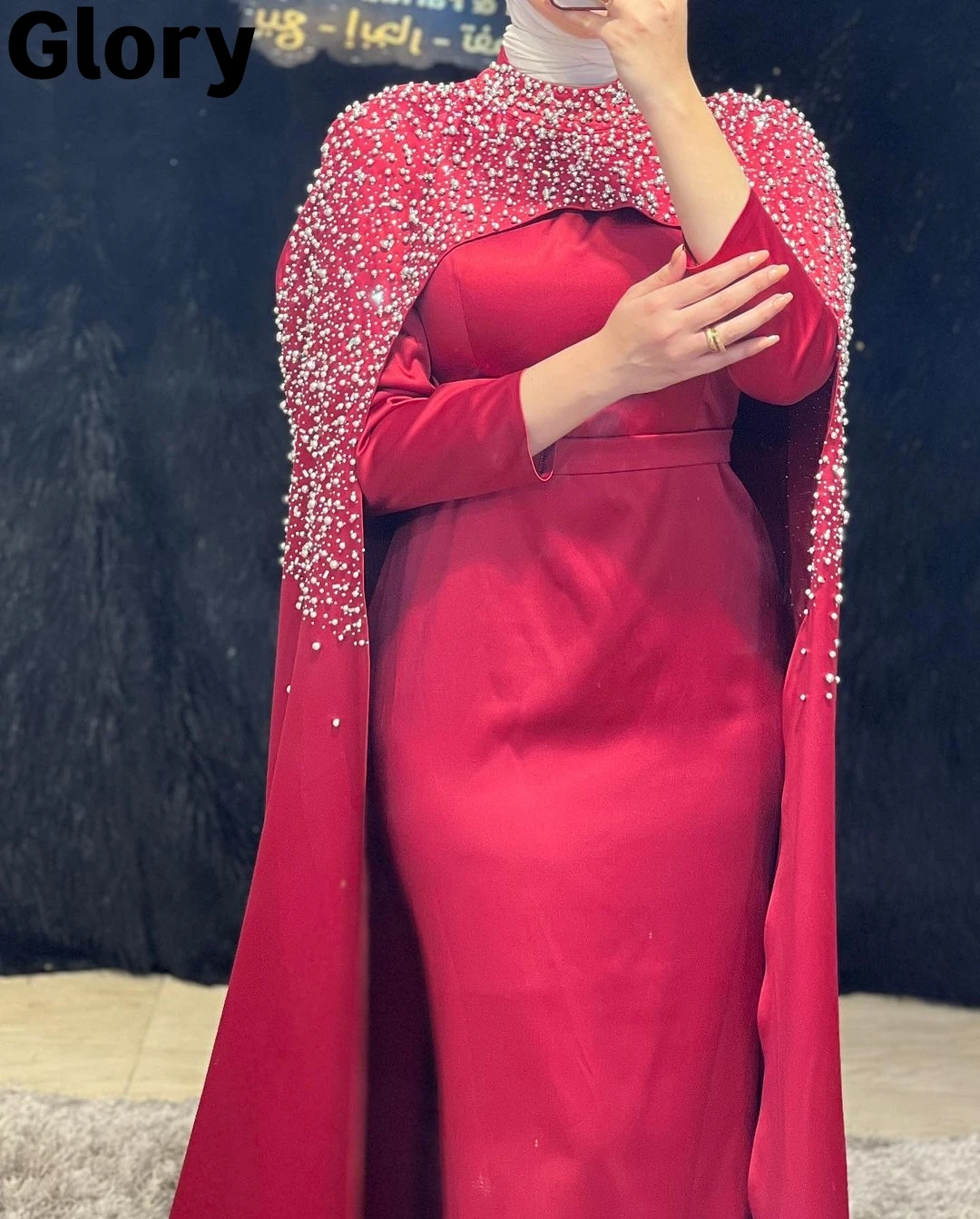 Saudi Arabia Elegant Prom Dresses 2023 Long Sleeves Pearls Beads Cape Ankle-length Customize Formal Occasion Dresses Party Gown
Saudi Arabia Elegant Prom Dresses 2023 Long Sleeves Pearls Beads Cape Ankle-length Customize Formal Occasion Dresses Party Gown