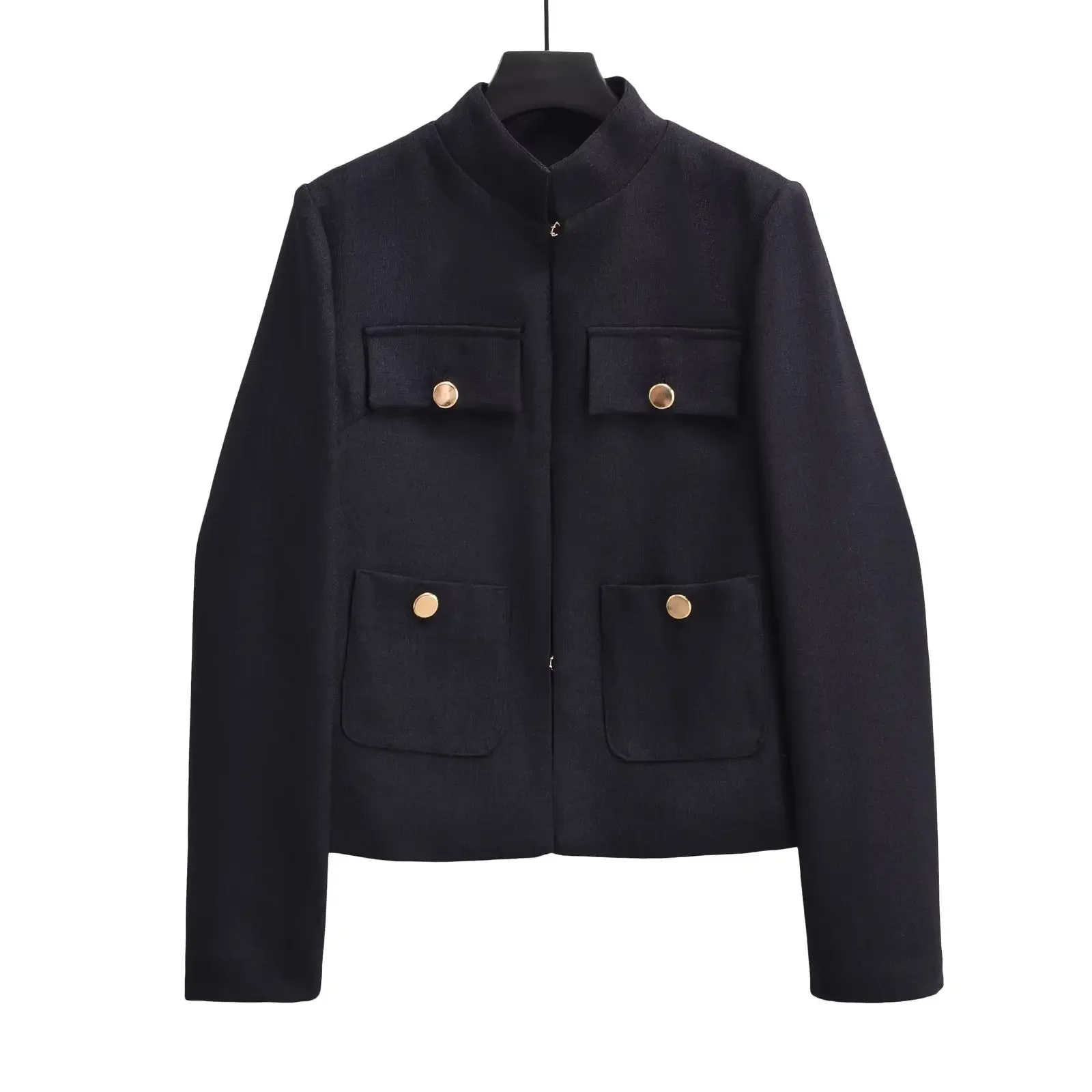 Women 2023 New Fashion Pocket decoration Standing Neck Casual Blazer Coat Vintage Long Sleeve Buckle Female Outerwear Chic
Women 2023 New Fashion Pocket decoration Standing Neck Casual Blazer Coat Vintage Long Sleeve Buckle Female Outerwear Chic
