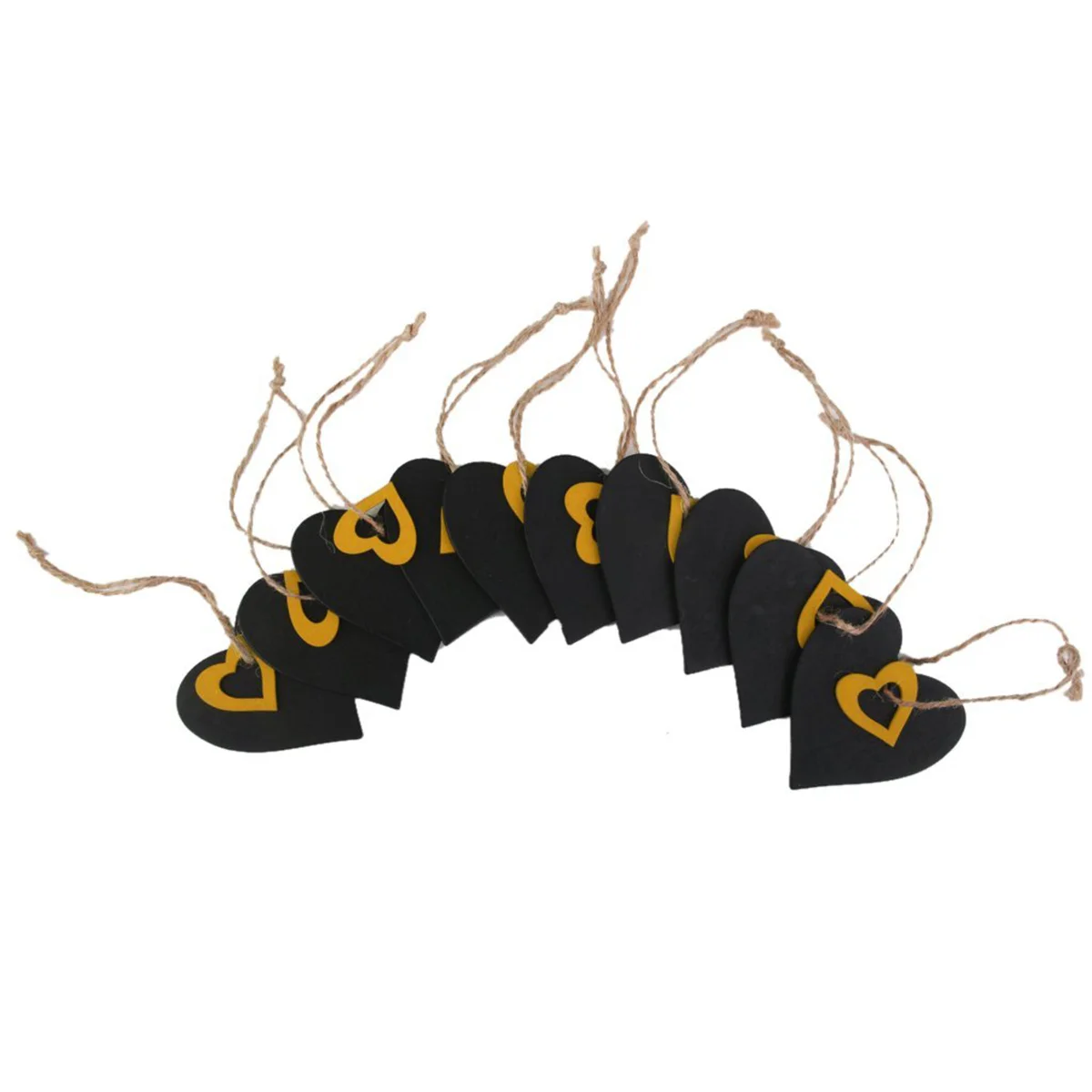 

10pcs Mini Heart Shape Hanging Wooden Blackboard Gift Price Tags (Yellow)