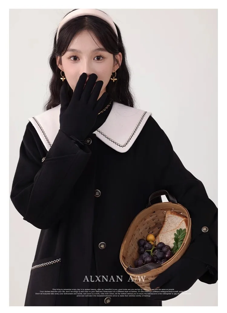 Navy Collar Straight Tube Mid Length Coat Autumn and Winter Temperament Warm Coat Women Loose Overcoat
Navy Collar Straight Tube Mid Length Coat Autumn and Winter Temperament Warm Coat Women Loose Overcoat