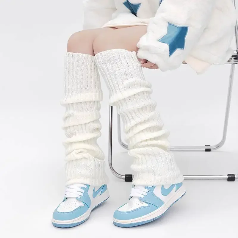 

Длинные носки 49 см, милые теплые ножки JK для девочек, вязаные носки в японском стиле для косплея, однотонные женские осенне-зимние Чулочные изделия