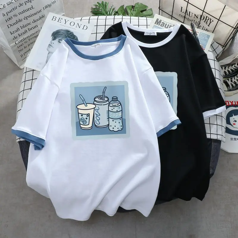 Men and women trendy personalized water cup printed graphic T-shirt loose vintage couple street casual short sleeves harajuku
Men and women trendy personalized water cup printed graphic T-shirt loose vintage couple street casual short sleeves harajuku