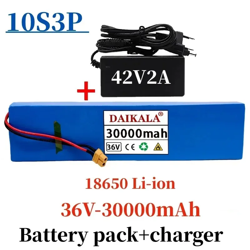 

Free Shipping 18650 Battery Pack 10S3P 36V 30000mAh Suitable For Electric Bicycles and Scooters with Built-in 20A BMS+Charger
