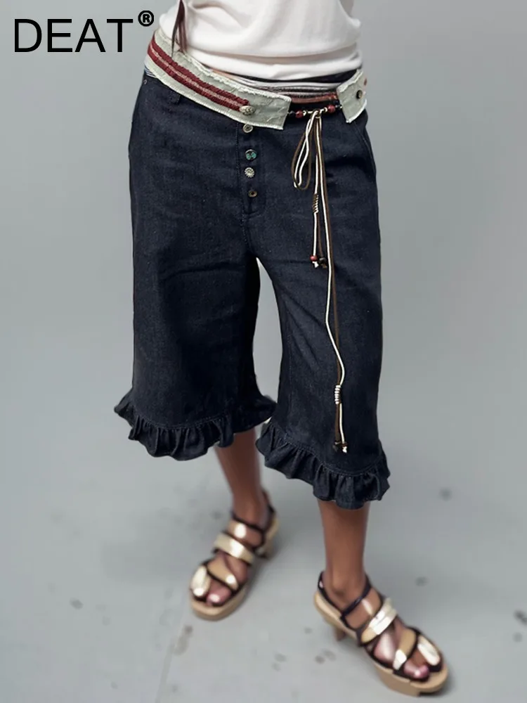 DEAT Trendy Fashion Women's Patchwork Belt Drawstring Denim Middle Pants 2024 Summer Vintage High Waist Trousers Female 33A1450
DEAT Trendy Fashion Women's Patchwork Belt Drawstring Denim Middle Pants 2024 Summer Vintage High Waist Trousers Female 33A1450