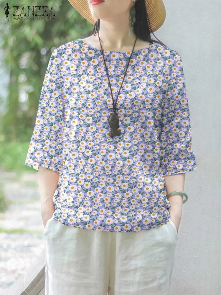 Women Floral Printed Blouse Bohemian Simple Shirts Tops 2024 Summer ZANZEA Vintage 3/4 Sleeve Blusas Casual Loose O-Neck Tunics
Women Floral Printed Blouse Bohemian Simple Shirts Tops 2024 Summer ZANZEA Vintage 3/4 Sleeve Blusas Casual Loose O-Neck Tunics