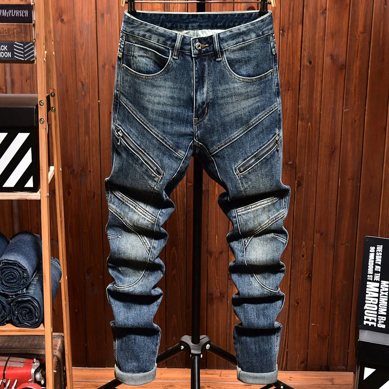 New Bike Men'S Jeans Vintage Straight Stretch Fashion Zipper Decoration Casual Wash Blue Splice Versatile Motorcycle Jeans
New Bike Men'S Jeans Vintage Straight Stretch Fashion Zipper Decoration Casual Wash Blue Splice Versatile Motorcycle Jeans