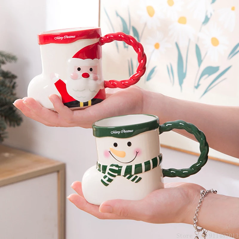 

1 шт. креативный керамический мультяшный Рождественский носок, кружка для моделирования, подарок, красный/зеленый Санта-Клаус, домашняя чашка для воды, молока, кофе