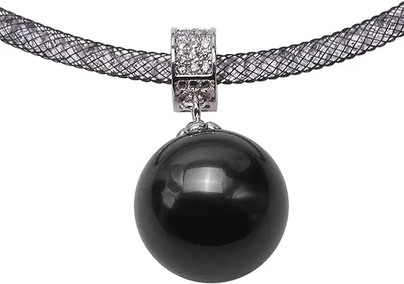 

Favorite Pearl Jewelry Women Pendant Necklace South Sea Black Shell Pearl Necklace 16mm Round Beads Charming Party Lady Gift